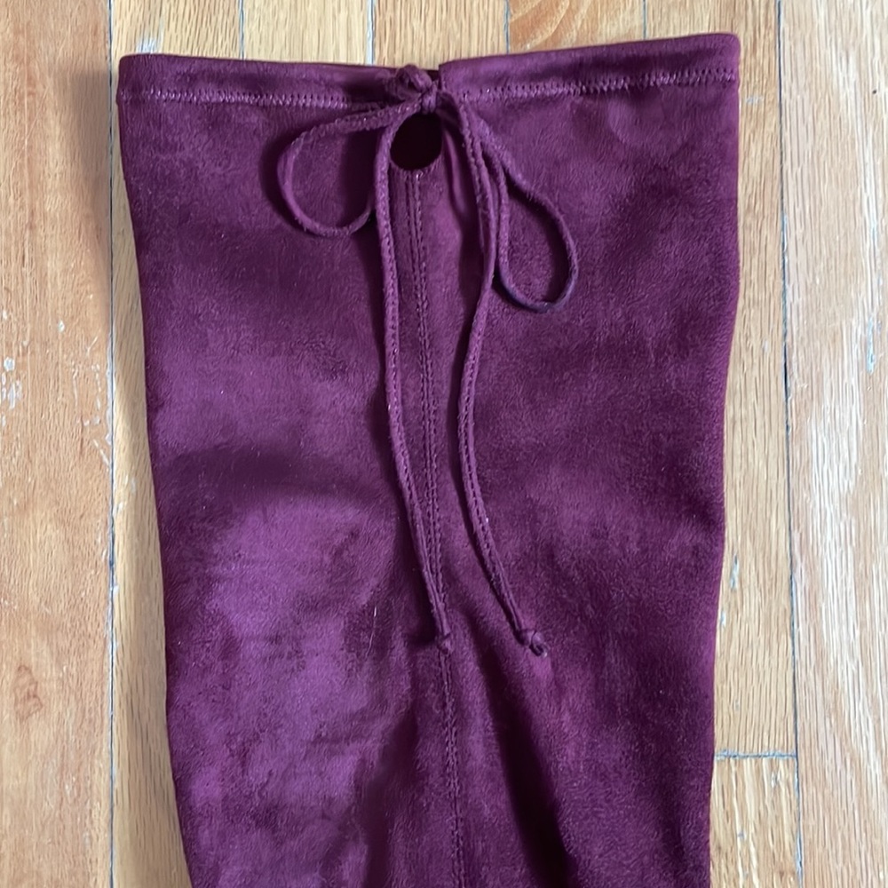 Over the knee burgundy high heel boots - Picture 8 of 10